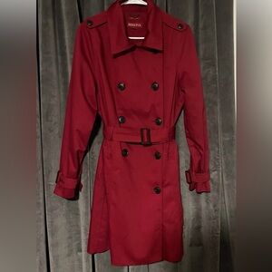 Merona Double Breasted Water Repellent Belted Red Trench Coat Women’s L